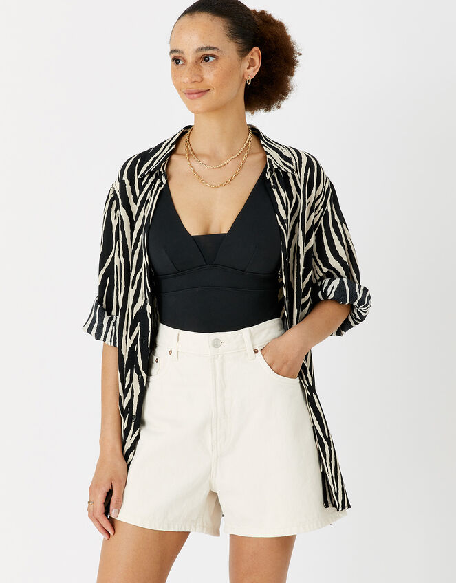 Lexi Ribbed Shaping Swimsuit, Black (BLACK), large