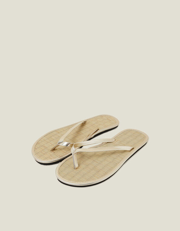 Plain Seagrass Flip Flops, Gold (GOLD), large