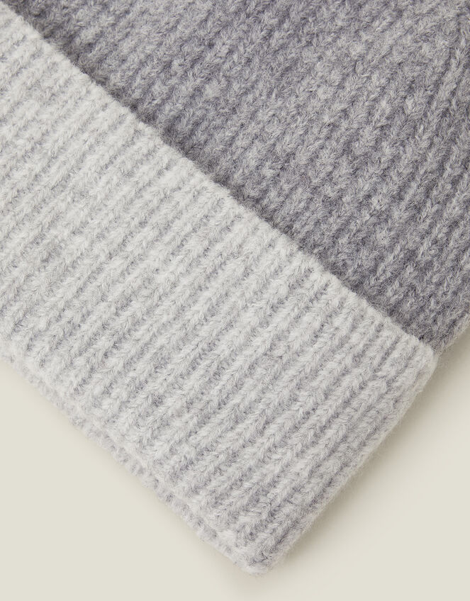 Two Tone Rib Beanie Hat, , large