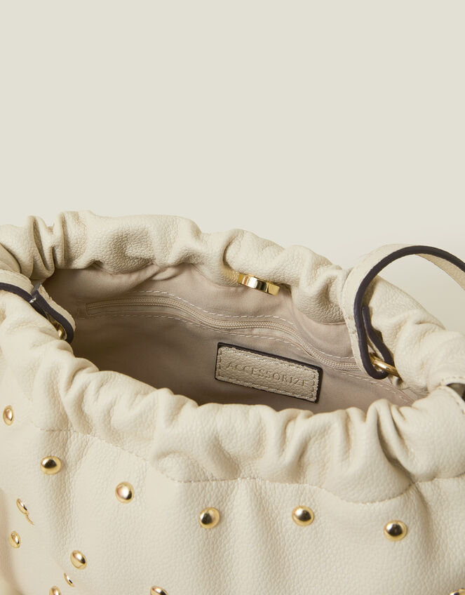 Studded Drawstring Pouch Bag, , large