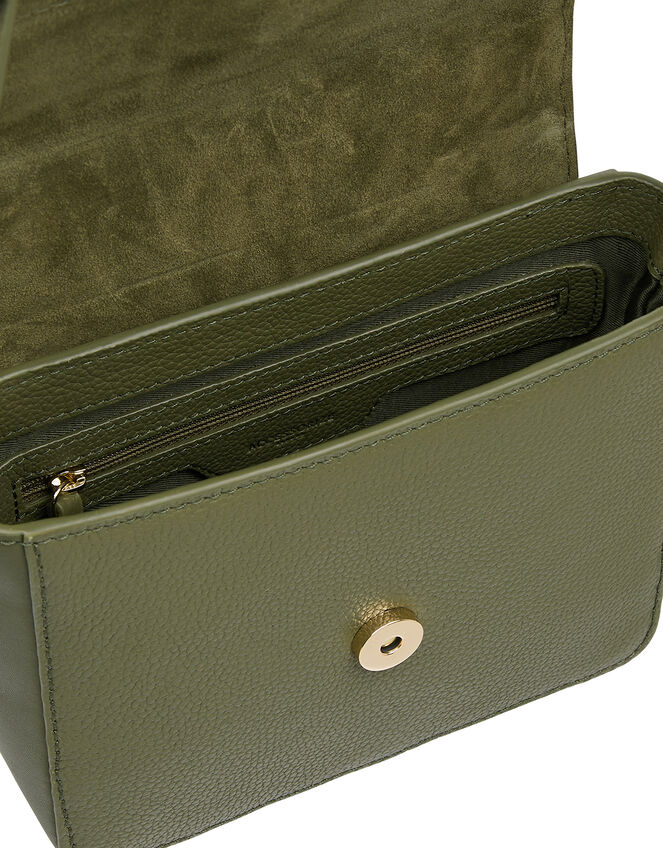 Lula Mini Flap Leather Cross-Body Bag, Green (KHAKI), large