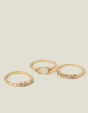 3-Pack Mini Gem Ring Set, Gold (GOLD), large