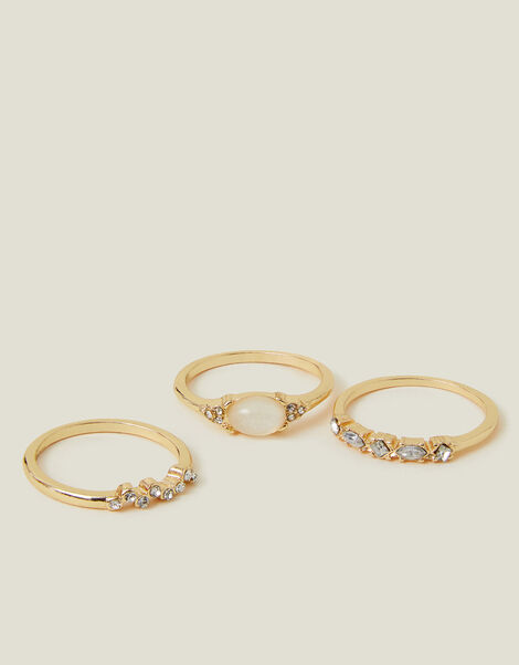 3-Pack Mini Gem Ring Set, Gold (GOLD), large
