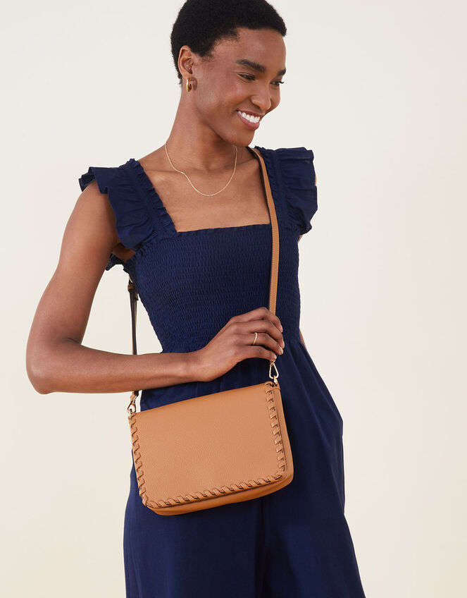 Whipstitch Flap Cross-Body Bag, , large