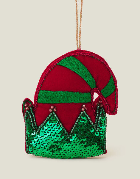 Embellished Elf Hat Hanging Decoration, , large
