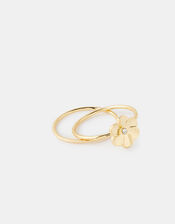 Flower Stacking Ring Set, Gold (GOLD), large