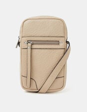 Faux Leather Crossbody Phone Bag, , large