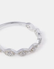 Sterling Silver Sparkle Weave Band Ring, White (ST CRYSTAL), large