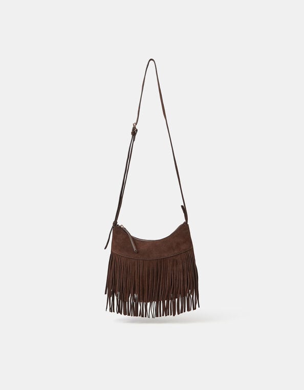 Fringe Suede Crossbody Bag, Brown (CHOCOLATE), large