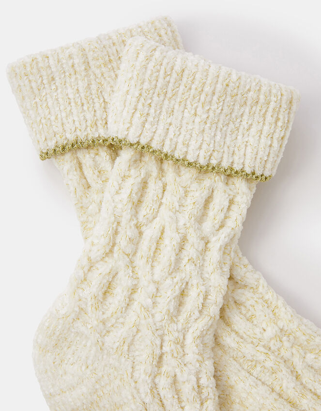 Chenille Cable Knit Bed Socks, , large