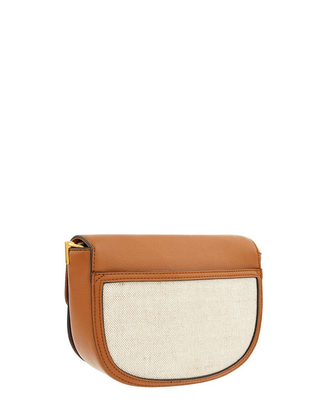 Linen Panel Cross-Body Bag, Tan (TAN), large