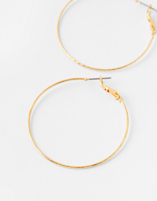 Fine Facet Hoop Earrings, Gold (GOLD), large