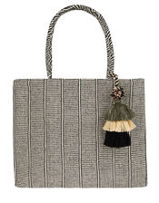 Meera Woven Shopper Bag with Tassel Trim, , large