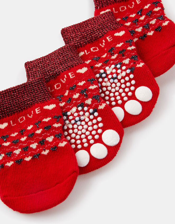 Love Christmas Fair Isle Dog Booties, Red (RED), large