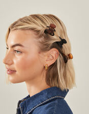 Heart Claw Clips Set of Three, Brown (TORT), large