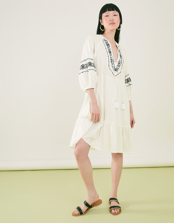 Embroidered Dress, Ivory (IVORY), large