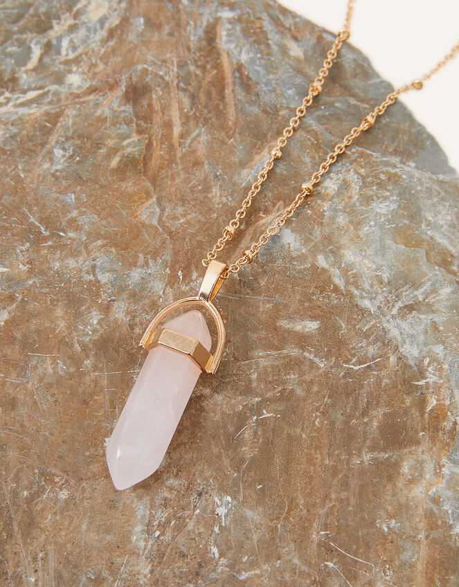 Semi-Precious Stone Pendant Necklace, Pink (PINK), large