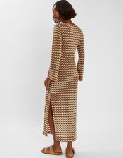 Crochet Long Sleeve Maxi Dress, Natural (NATURAL), large