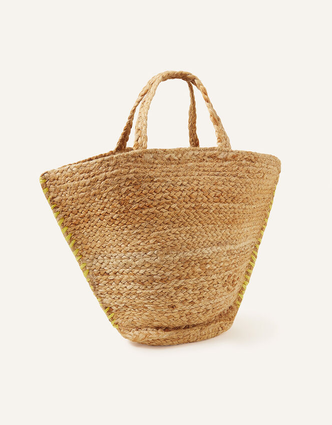 Flower Applique Basket Bag, , large
