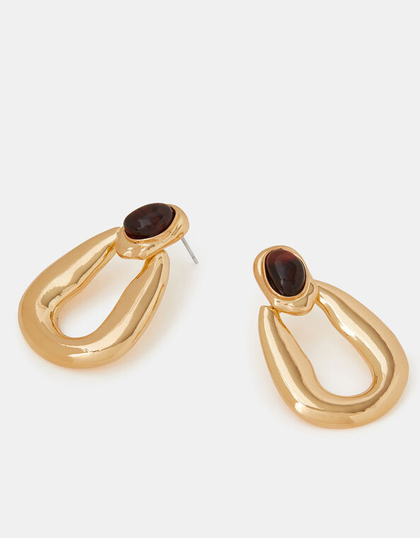 Resin Stone Doorknocker Earrings, , large