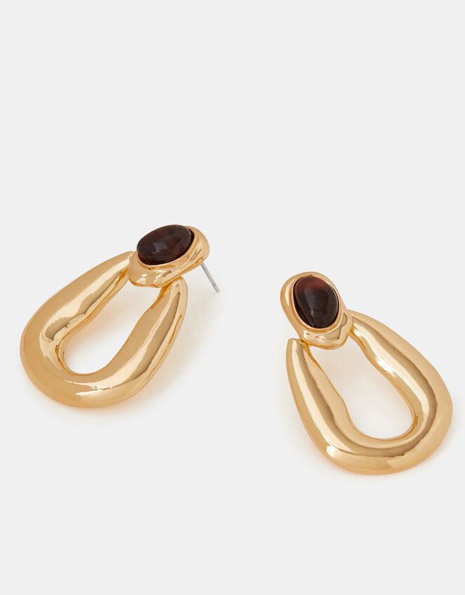 Resin Stone Doorknocker Earrings, , large