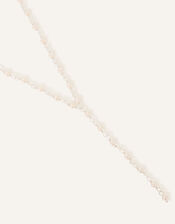 Sterling Silver-Plated Pearl Y-Chain Necklace, , large