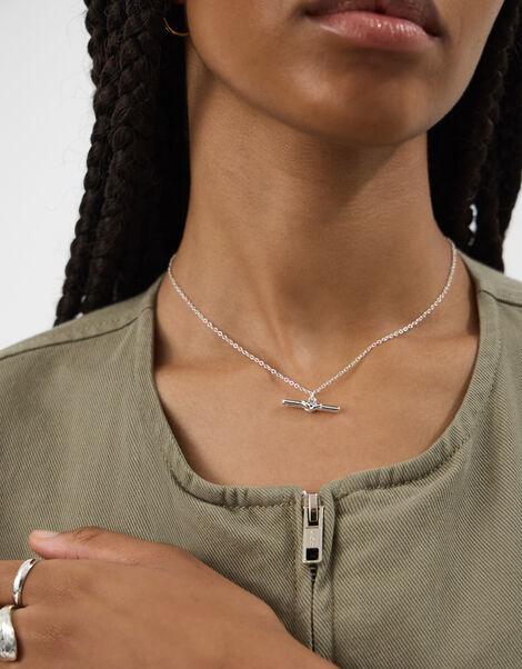 T-Bar Pendant Necklace, Silver (SILVER), large