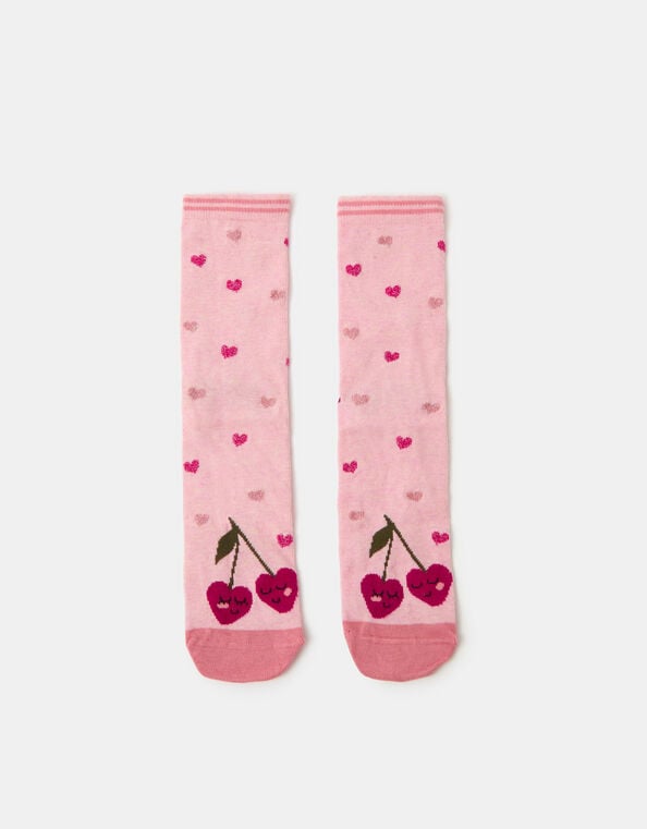 Cherry Heart Print Socks, , large