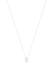 Sterling Silver Sparkle Initial Necklace - S, , large