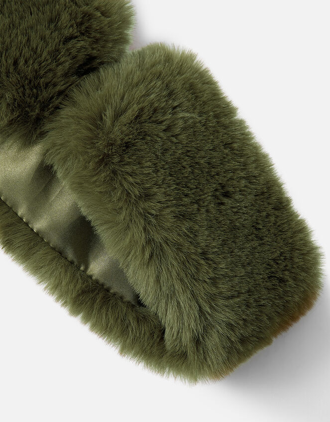 Luxe Faux Fur Bando, Green (KHAKI), large