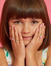 5-Pack Girls Spring Garden Adjustable Rings, , large