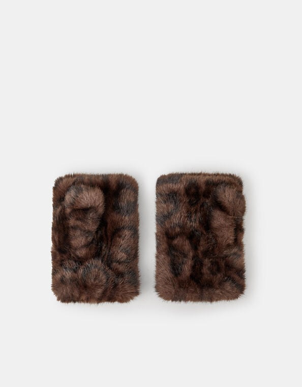 Faux Fur Fingerless Gloves, , large