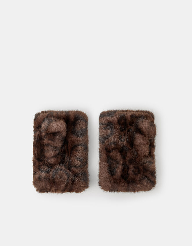 Faux Fur Fingerless Gloves, , large