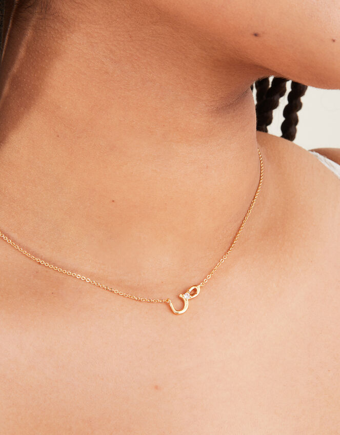 14ct Gold-Plated Arabic Initial Pendant Necklace - S (Saad), , large