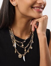 Layered Charm Paper Clip Necklace, , large