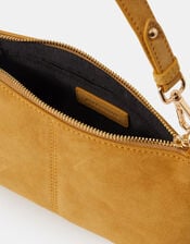 Leather Crossbody Handbag, Yellow (OCHRE), large