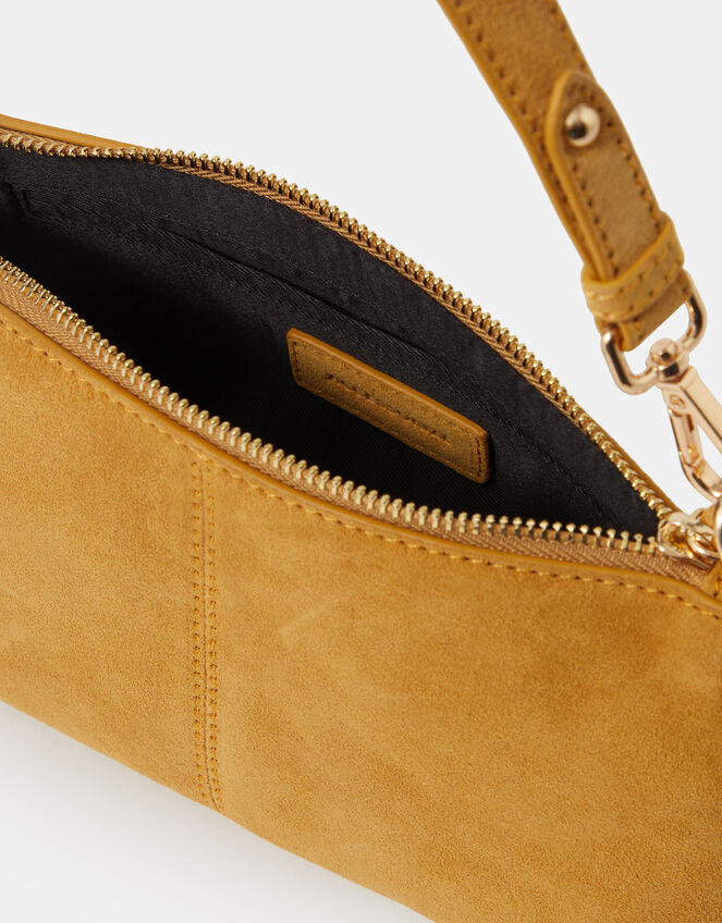 Leather Crossbody Handbag, Yellow (OCHRE), large