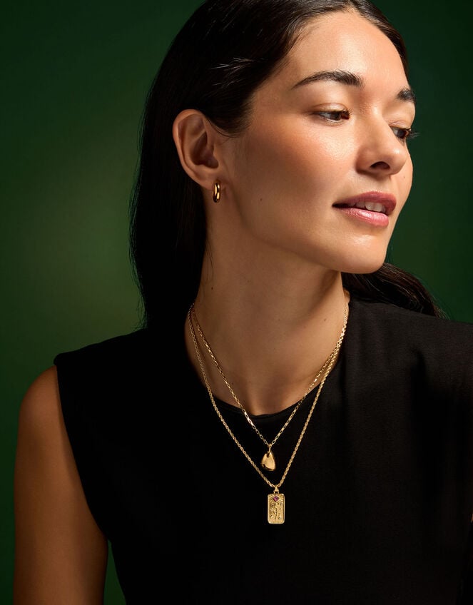 Stainless Steel Molten Nugget Pendant Necklace, , large