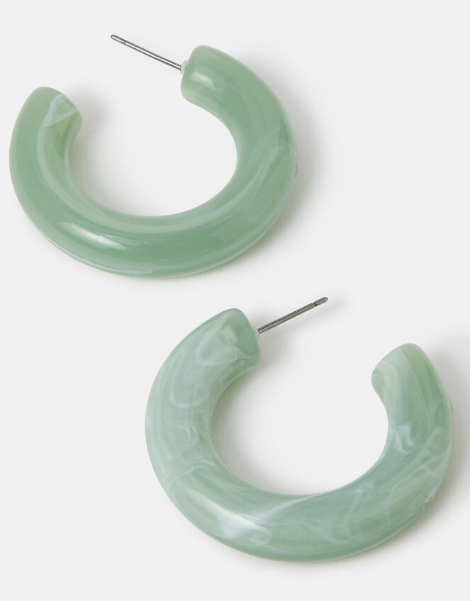 Marble resin Tube Hoop Earrings, , large