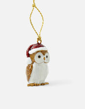 Enamel Santa Owl Christmas Decoration, , large