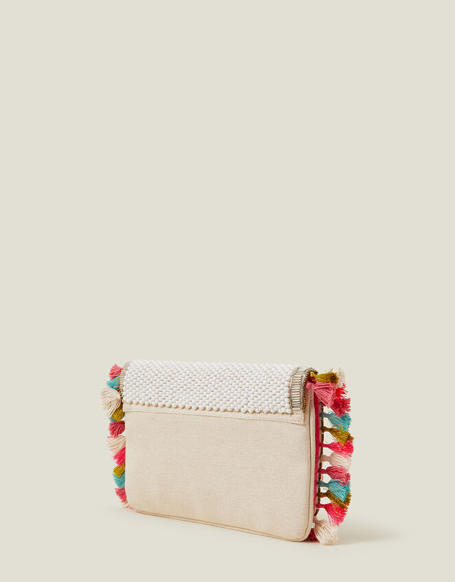 Tassel Beaded Clutch Bag, , large
