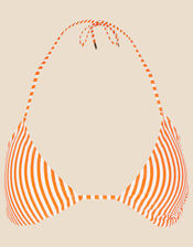 Seersucker Stripe Triangle Bikini Top, Orange (ORANGE), large