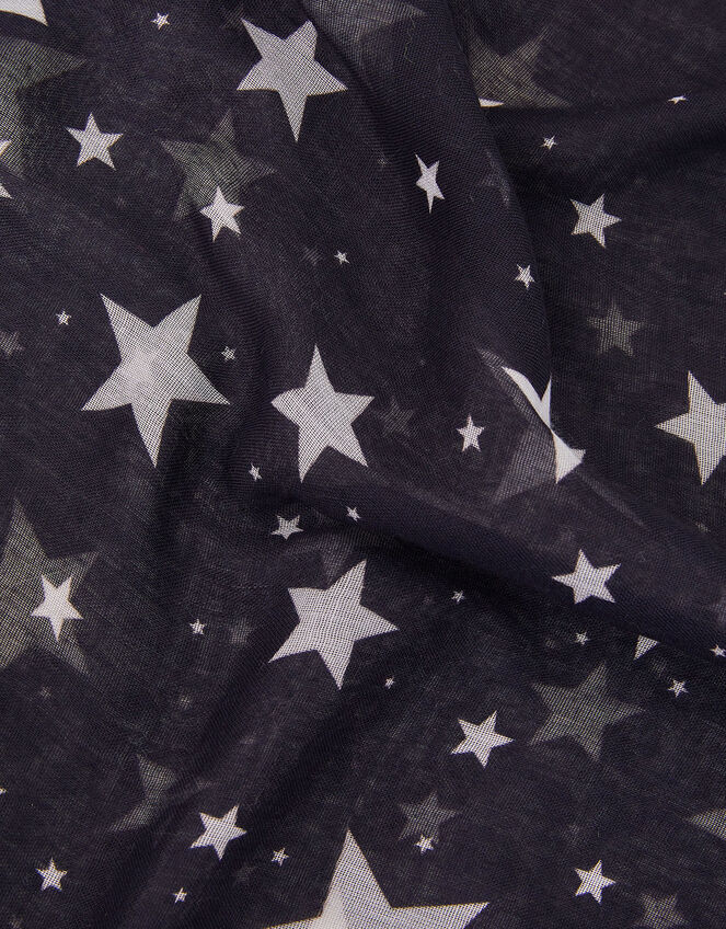 Starry Night Print Lightweight Scarf in Recycled Polyester, , large