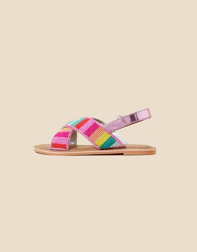 Girls Tropical Beaded Sandals, Multi (BRIGHTS-MULTI), large
