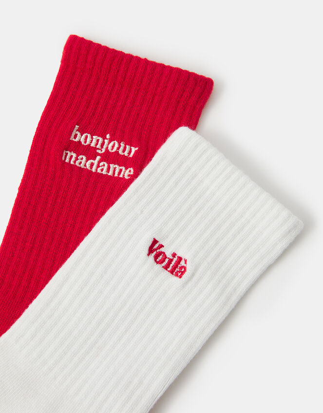 2-Pack French Slogan Socks, , large