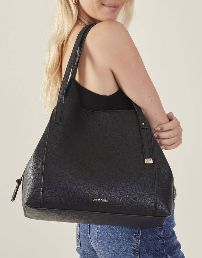 Bucket Shoulder Bag, Black (BLACK), large