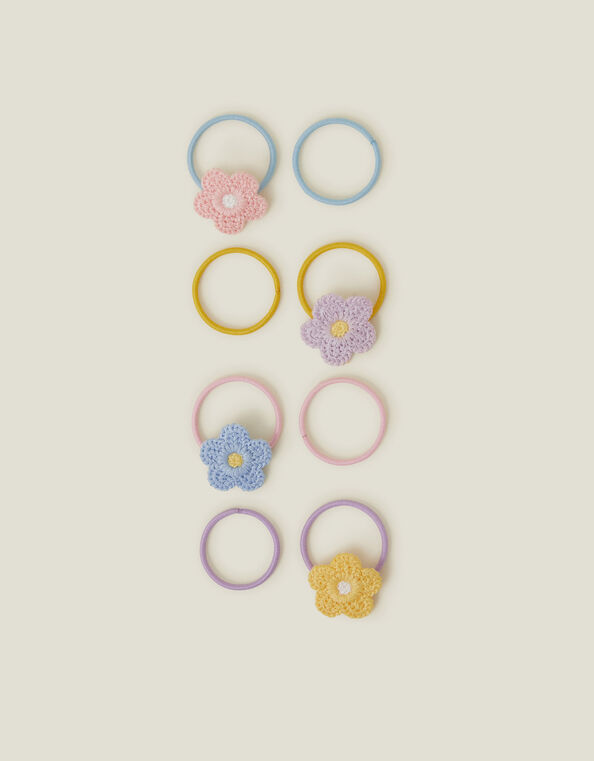 8-Pack Girls Crochet Flower Hair Bands, , large