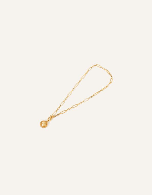 14ct Gold-Plated T-Bar Locket Trombone Chain, , large