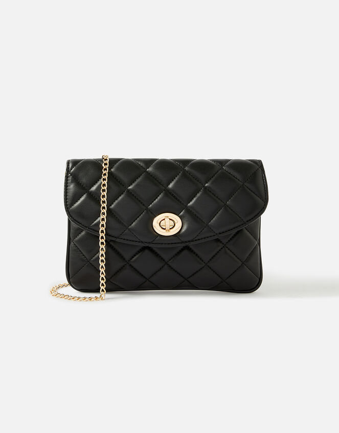 Quilted Clutch Bag, Black (BLACK), large