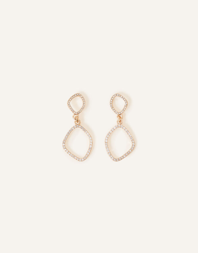 Pave Oval Short Drop Earrings, Gold (GOLD), large